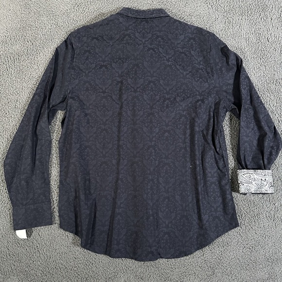 Robert Graham Shirt Mens XL Blue Floral Long Sleeve Flip Cuff Cotton Button Up - Picture 2 of 8